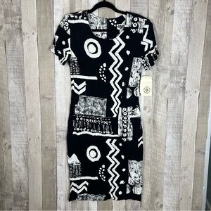 NWT VINTAGE 80s EJM Black White
Abstract Sheath Dress Women 10 Rayon
Deadstock